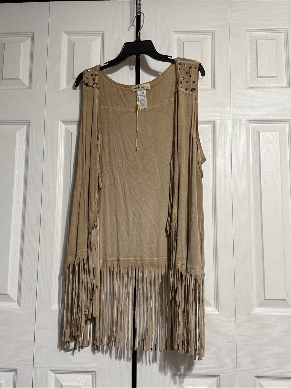 Urban Mangoz lightweight knit fringe vest top cardigan boho shirt size XL
